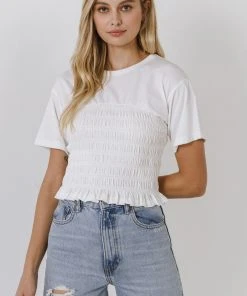 Wanderlust By Abby Smocked Detail T-Shirt