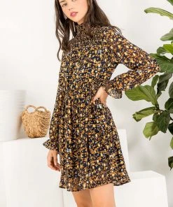 Wanderlust By Abby NEW Smocked Spotted Metallic Dress