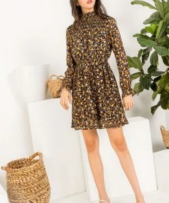 Wanderlust By Abby NEW Smocked Spotted Metallic Dress