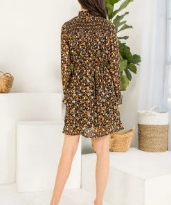 Wanderlust By Abby NEW Smocked Spotted Metallic Dress