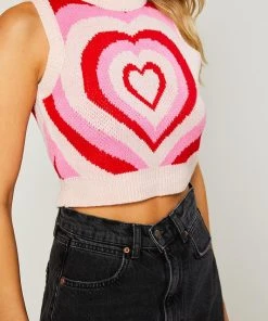 Wanderlust By Abby Heart Print Sleeveless Sweater 2.0