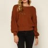Wanderlust By Abby NEW Balloon Sleeve Pom Pom Sweater