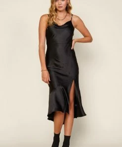 Wanderlust By Abby CLOTHING Sleeveless Cowl Neck Slit Mini Dress