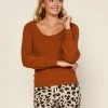 Wanderlust By Abby Round Neck Rib Knit Sweater NEW