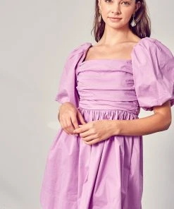 Wanderlust By Abby Puff Sleeve Square Neck Dress