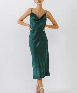 Wanderlust By Abby Satin Midi Dress CLOTHING