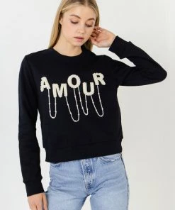 Wanderlust By Abby Amour Pearl Embellished Sweatshirt