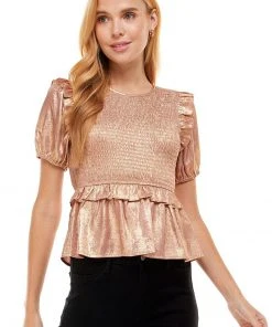 Wanderlust By Abby Metallic Peplum Top