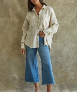 Wanderlust By Abby NEW Cream Button Down Top