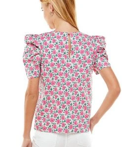 Wanderlust By Abby Floral Bubble Sleeve Top