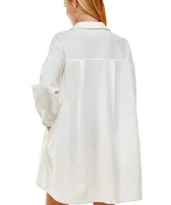 Wanderlust By Abby Long Sleeve Oversized Shirt Dress NEW