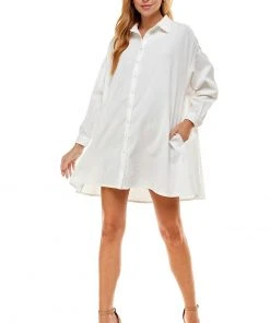 Wanderlust By Abby Long Sleeve Oversized Shirt Dress NEW