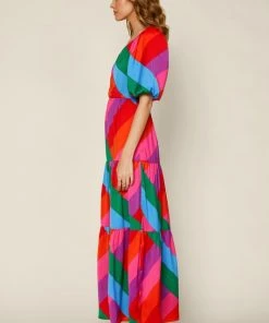 Wanderlust By Abby NEW Rainbow Tiered Maxi Dress