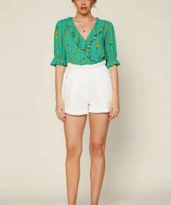 Wanderlust By Abby NEW Pleated Detail Ruffled Shorts
