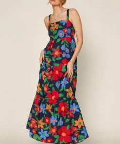 Wanderlust By Abby Sleeveless Floral Print Tiered Maxi Dress