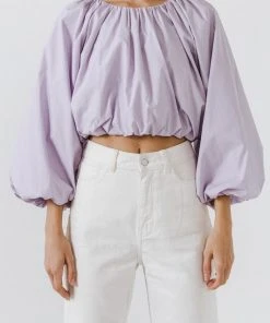 Wanderlust By Abby Cropped Blouson Long Sleeve Top NEW