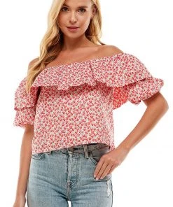 Wanderlust By Abby NEW Floral Print Off Shoulder Top