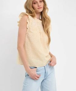 Wanderlust By Abby Yellow Plaid Top NEW