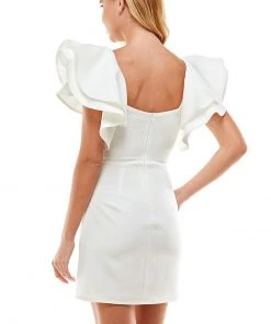 Wanderlust By Abby Puff Ruffle Sleeve Mini Dress