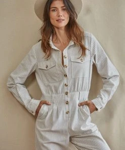 Wanderlust By Abby Nola Striped Jumpsuit NEW