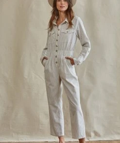 Wanderlust By Abby Nola Striped Jumpsuit NEW