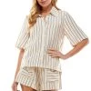 Wanderlust By Abby Button Down Stripe Top NEW