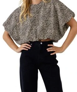 Wanderlust By Abby NEW Animal Print Puff Crop Top