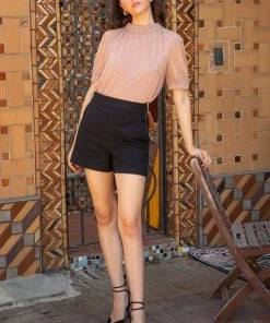 Wanderlust By Abby Metallic Short Sleeve Top