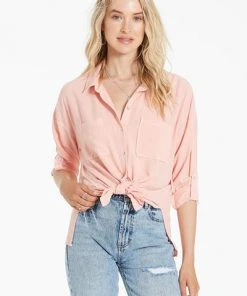 Wanderlust By Abby Arianna Tie Front Apricot Blush Top NEW