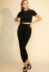 Wanderlust By Abby Black Crop Top Set NEW