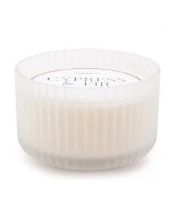 Wanderlust By Abby Large White Ribbed Glass Candle