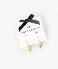Wanderlust By Abby Crystal Huggie Initial Duet Earrings