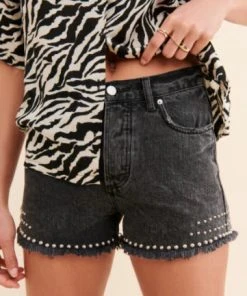 Wanderlust By Abby Paloma High Rise Studded Shorts