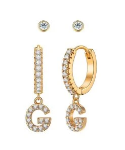 Wanderlust By Abby Crystal Huggie Initial Duet Earrings