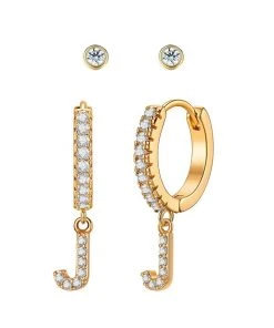 Wanderlust By Abby Crystal Huggie Initial Duet Earrings