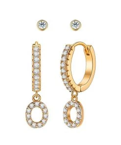 Wanderlust By Abby Crystal Huggie Initial Duet Earrings