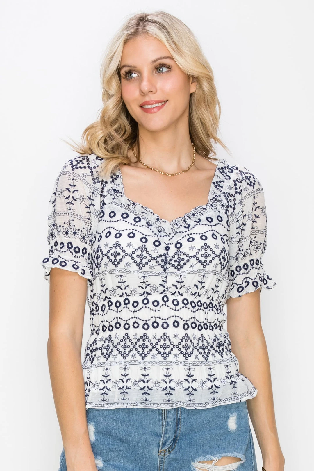 Wanderlust By Abby NEW Cladelle Embroidered Puff Sleeve 3 Wanderlust By Abby NEW Cladelle Embroidered Puff Sleeve