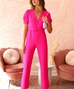 Wanderlust By Abby Kori Crepe Belted Jumpsuit NEW