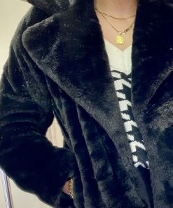 Wanderlust By Abby Black Faux Fur Coat