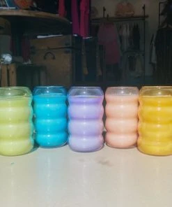 Wanderlust By Abby Bubble Ribbed Glass Candles NEW