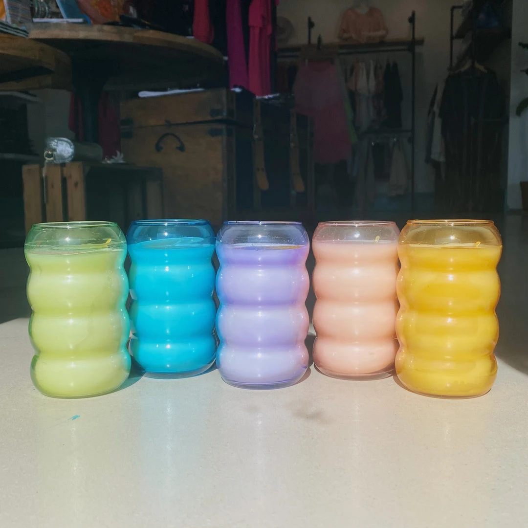 Wanderlust By Abby Bubble Ribbed Glass Candles NEW 3 Wanderlust By Abby Bubble Ribbed Glass Candles NEW