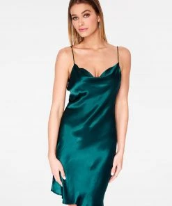 Wanderlust By Abby Cowl Neck Satin Slip Dress CLOTHING