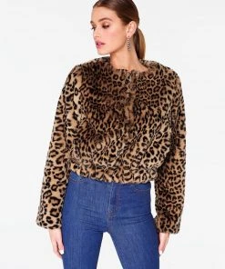 Wanderlust By Abby Leopard Faux Fur Pull-Over NEW