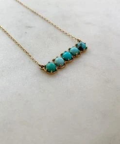 Mimosa Handcrafted 5 Row Turquoise Bar Necklace