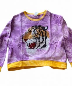 Queen Of Sparkles Purple Sweatshirt With Tiger Head
