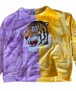 Queen Of Sparkles Purple And Gold Tiger Sweatshirt CLOTHING