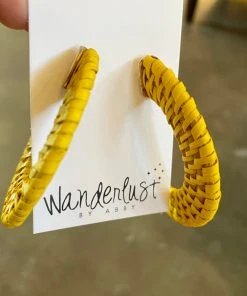 Wanderlust By Abby NEW Straw Basket Weave Hoops