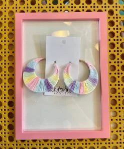Wanderlust By Abby Colorful Straw Hoops NEW