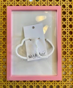 Wanderlust By Abby NEW White Fabric Heart Hoops