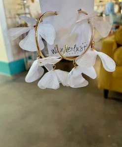 Wanderlust By Abby Gold Hoops With Flowers NEW